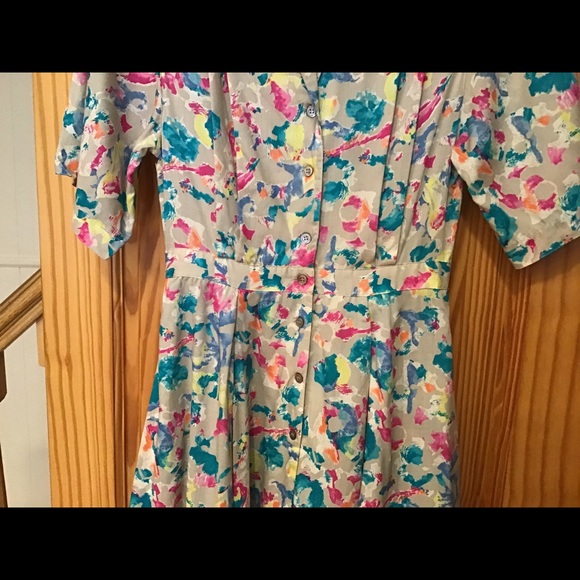 VINTAGE ESPRIT DRESS sz M - 80’s 90’s WATERCOLOR PRINT - Picture 4 of 12